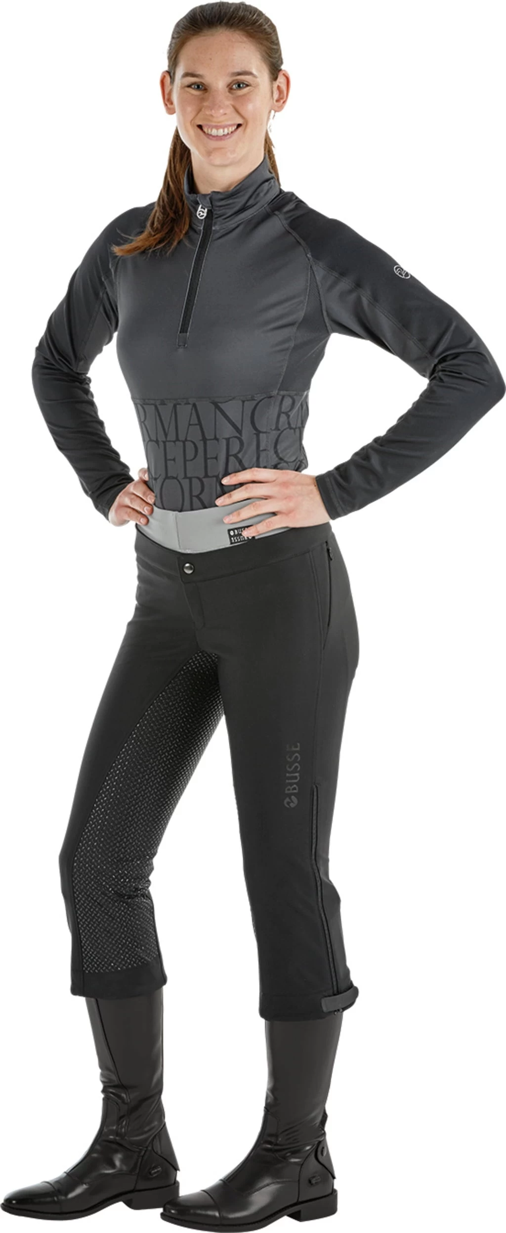 BUSSE Überzieh-Reithose Tindra Softshell Schwarz, 38 – Bild 2