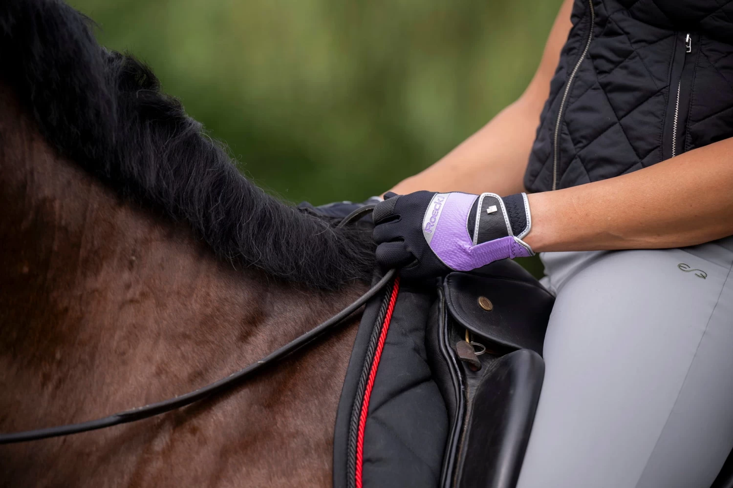 Roeckl Reithandschuh "MILLERO", Black/lilac Macaron, 8.5 (1 Paar) – Bild 2