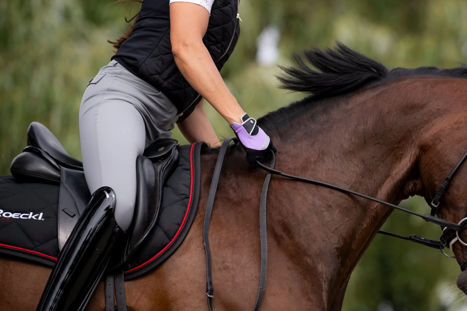 Roeckl Reithandschuh "MILLERO", Black/lilac Macaron, 8.5 (1 Paar) – Bild 3